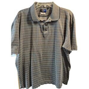 Callaway Men's Short Sleeve Gray Striped Collared Golf Polo Shirt XL Travel